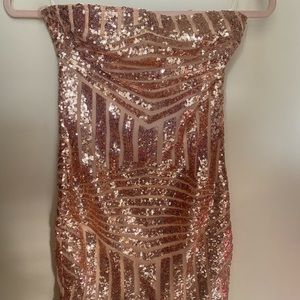 Rose gold sequin mini dress